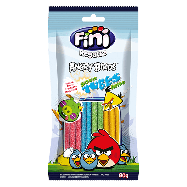 Bala-Fini-Regaliz-Tubes-Acido-Angry-Birds-80g Bala-Fini-Regaliz-Tubes-Acido-Angry-Birds-80g