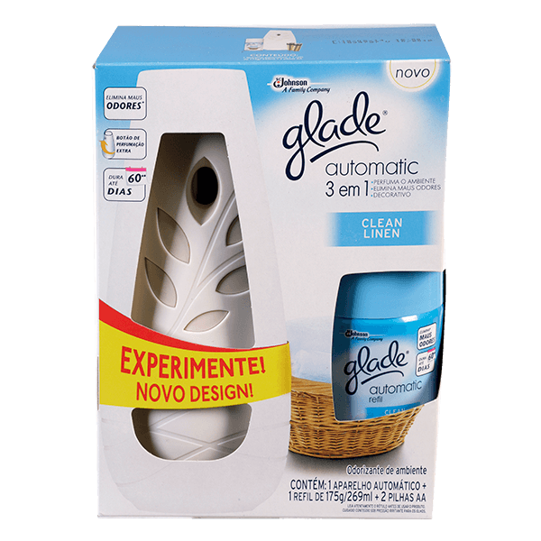 Odorizador-Glade-Automatic-3-em-1-Clean-Linen--Aparelho---Refil- Odorizador-Glade-Automatic-3-em-1-Clean-Linen--Aparelho---Refil-