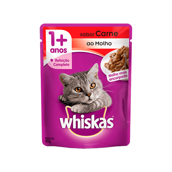 Racao-Whiskas-Pedacos-de-Carne-ao-Molho-Carne-85g Racao-Whiskas-Pedacos-de-Carne-ao-Molho-Carne-85g