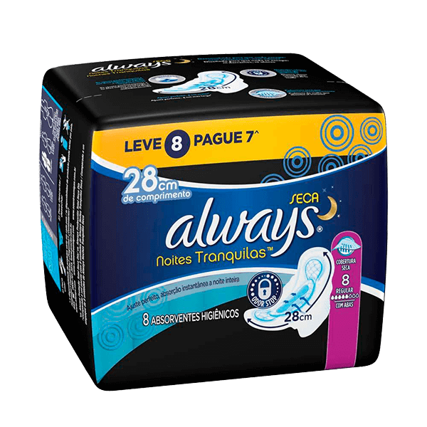 Absorvente-Higienico-Always-Noites-Tranquilas-Seca-com-Abas--Leve-8-e-Pague-7- Absorvente-Higienico-Always-Noites-Tranquilas-Seca-com-Abas--Leve-8-e-Pague-7-