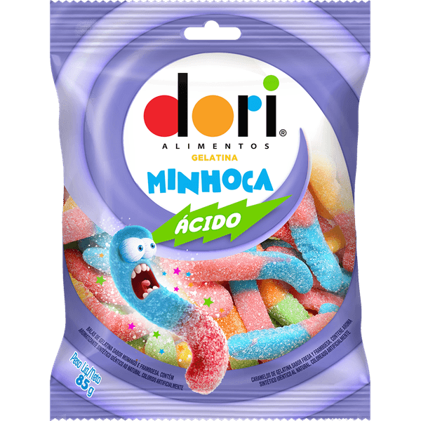Bala-Dori-Gelatina-Minhoca-Acida-85g Bala-Dori-Gelatina-Minhoca-Acida-85g