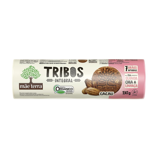 Biscoito Orgânico Tribos Integral Cacau 130g Biscoito Orgânico Tribos Integral Cacau 130g