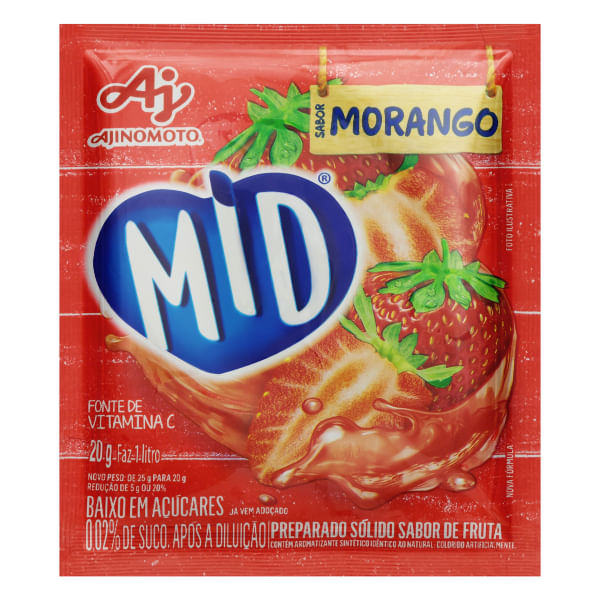 Pó para Refresco Mid Morango 20g Pó para Refresco Mid Morango 20g