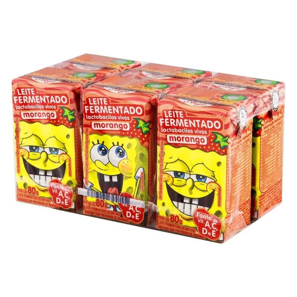 Leite-Fermentado-Elege-Bob-Esponja-Morango--6x80g-- Leite-Fermentado-Elege-Bob-Esponja-Morango--6x80g--