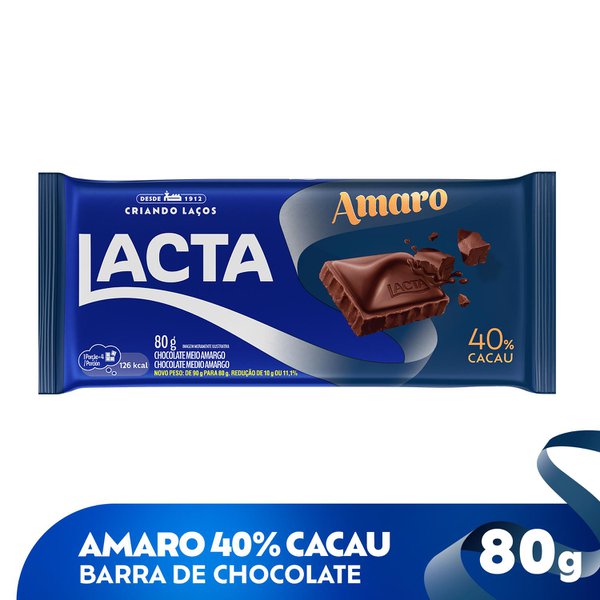 Tablete de Chocolate Lacta Amaro 80g - mobile-superprix
