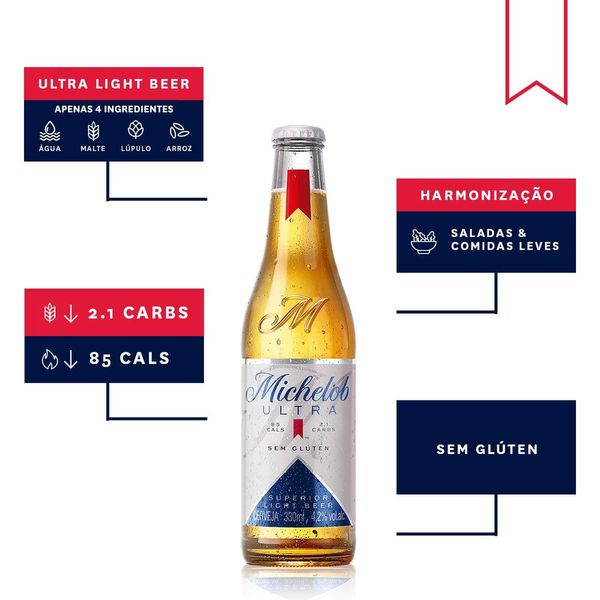 Cerveja Michelob Ultra 330ml long neck superprix