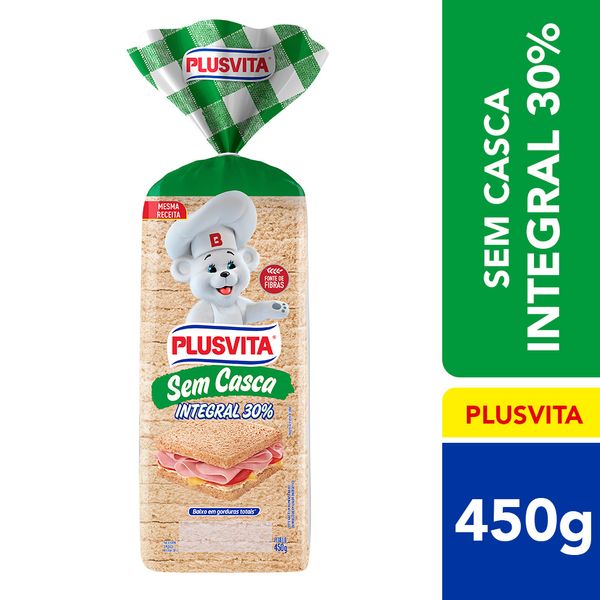 Pão de Forma Plus Vita Sem Casca Integral 450g Pão de Forma Plus Vita Sem Casca Integral 450g