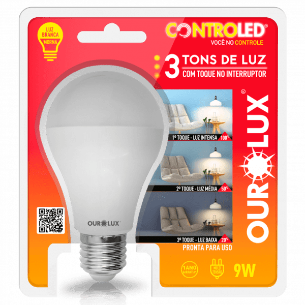 Lampada-Ourolux-Controled-3-Tons-de-Luz-9w-Bivolt-6500k Lampada-Ourolux-Controled-3-Tons-de-Luz-9w-Bivolt-6500k