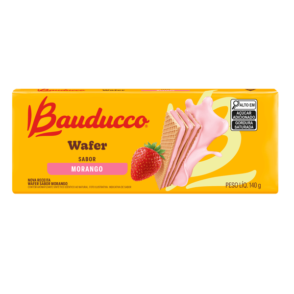 Biscoito-Bauducco-Wafer-Recheado-Morango-140g Biscoito-Bauducco-Wafer-Recheado-Morango-140g