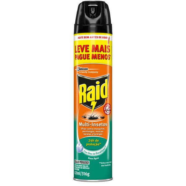 Inseticida Raid Multi Insetos Base Água Óleo de Eucalipto 300ml + 150ml Grátis Inseticida Raid Multi Insetos Base Água Óleo de Eucalipto 300ml + 150ml Grátis