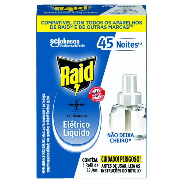 Repelente-Liquido-Eletrico-45-Noites-Raid-Caixa-329ml-Refil Repelente-Liquido-Eletrico-45-Noites-Raid-Caixa-329ml-Refil